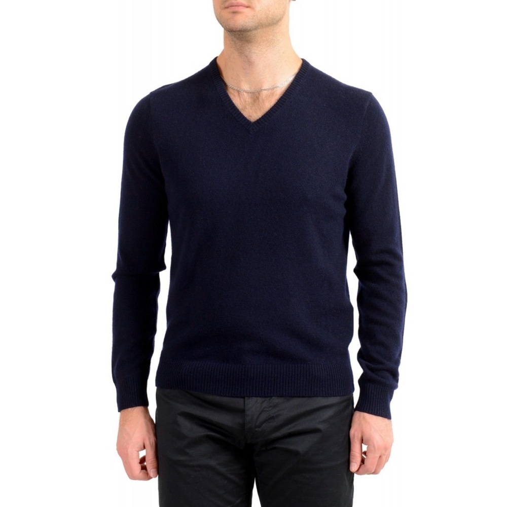NWT Malo Wool & Cashmere-Blend V-Neck Sweater blue L